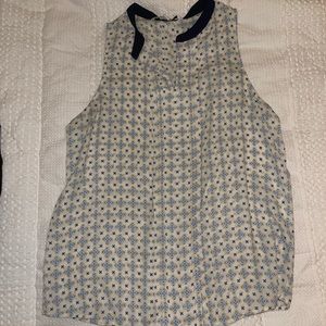 Blue yellow and white blouse